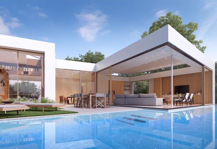 Luxury home outside pool